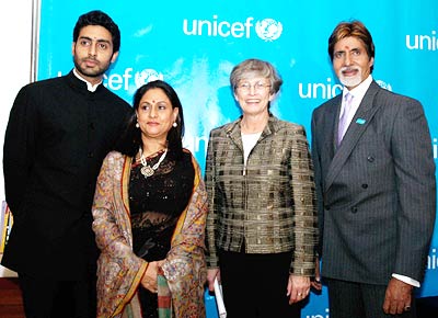 Amitabh Bachchan,Abhishek Bachchan & Jaya Bachchan in UN for Children's Emergency Fund