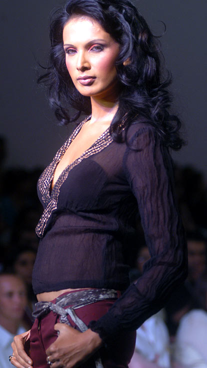 Model presents a creation by designer Rina Dhaka.