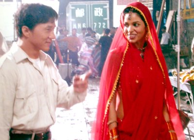 On the sets of The Myth- Mallika Sherawat & Jackie Chan