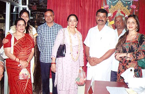 Hema Malini Visits Kollur Temple with Family