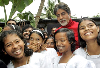 Amitabh Bachchan interacts with orphaned children