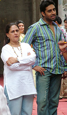 Jaya Bachchan with Abhishek Bachchan