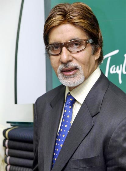 Amitabh Bachchan looks on during the launch of a 'Scottish collection'