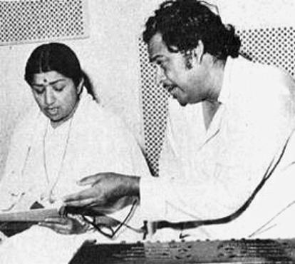 Kishore Kumar and Lata Mangeshkar. 	