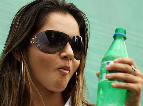 Indian tennis player Sania Mirza gestures 