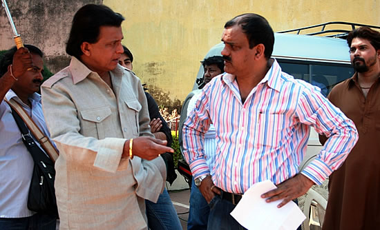 Mithunda with Pankaj-Shukla writer-director of Bhojpuri film Bhole Shanker
