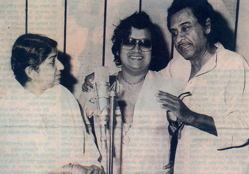 Lata, Bappi and Kishore Kumar (Contributed Shashank Chickermane)