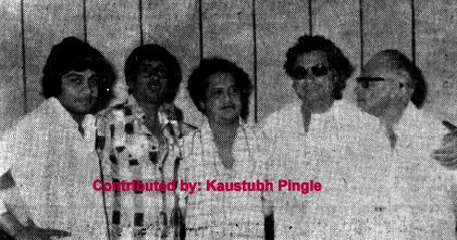 Kishoreda with Amit Kumar, Laxmikant & others in the recording studio