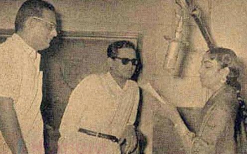 Geetadutt recording a song with Hemantda