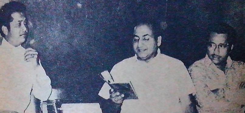 Rafi rehearsaling a song with Laxmikant