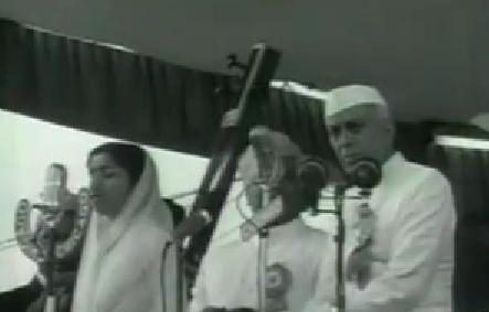 Lata singing in a concert while Pt Nehru was present