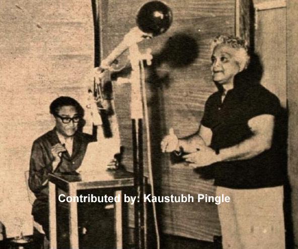 Ashok Kumar recording a song alongwith Music Director Vasant Desai in the recording studio