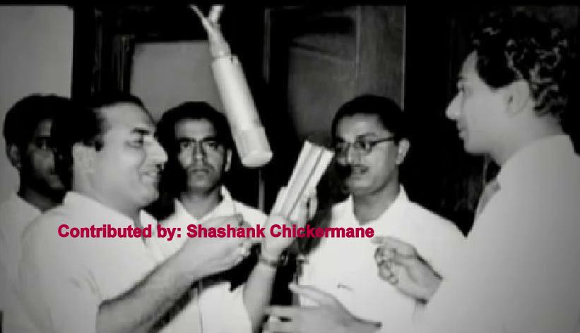 Rafi recording a song with chorus and Dattaram