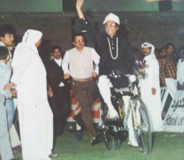 Kishore Kumar riding Cycle