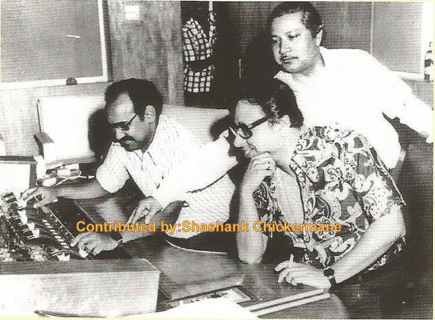 RD Burman with Manohari Singh & others in the recording studio
