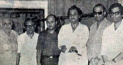 Kishoreda with Rajesh Roshan & others in the recording studio