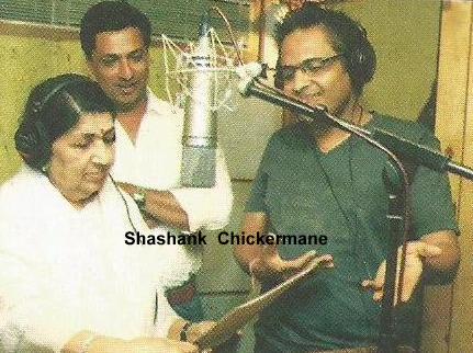 Lata with others recording a song