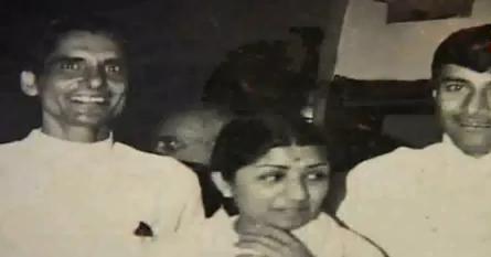 Lata with Verma Malik & Dev Anand
