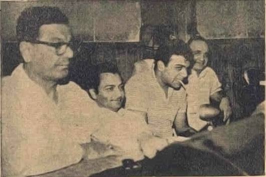 Madanmohan with others in the recording studio