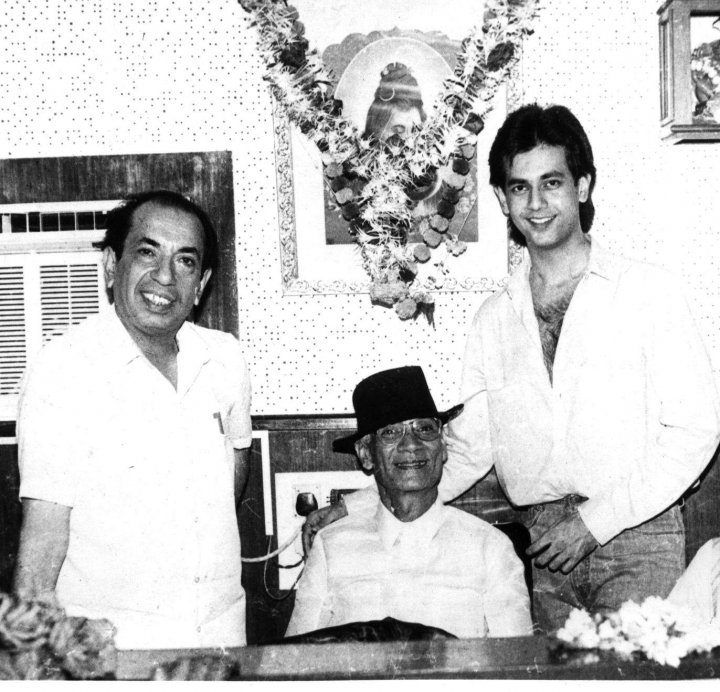 Mahendra Kapoor with his son Rohan & OP Nayyar