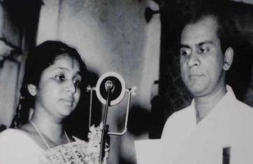 Asha Bhosale & PB Srinivas recording a song