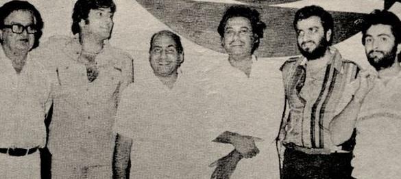 Mohd Rafi with Jeetendra, Kishore Kumar, Rishi Kapoor and others