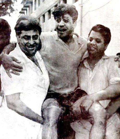 Jaikishan playing Holi with Rajendra Kumar & Raj Kapoor