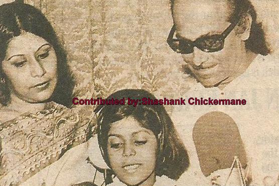 Antara Chowdhury recording a song with her father Salilda & her mother in the recording studio