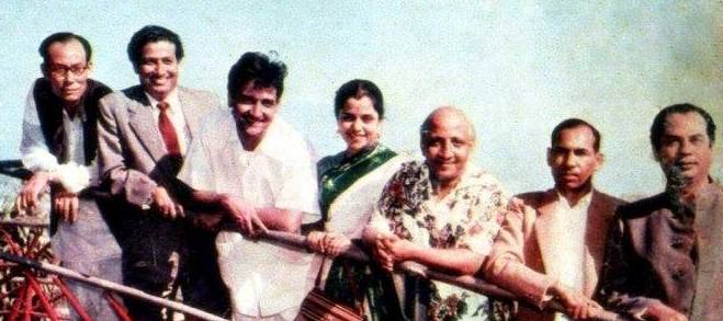 SD Burman with Bharat Bhushan, Usha Kiran, David, Bimalda & others