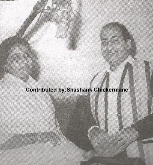 Rafi with Asha Bhosale in the recording studio