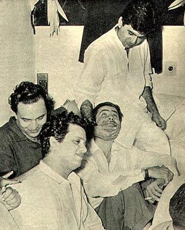 Mukesh with Raj Kapoor and Jaikishan