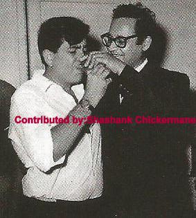 Raj Kapoor with Guru Dutt enjoying the drinks in the party