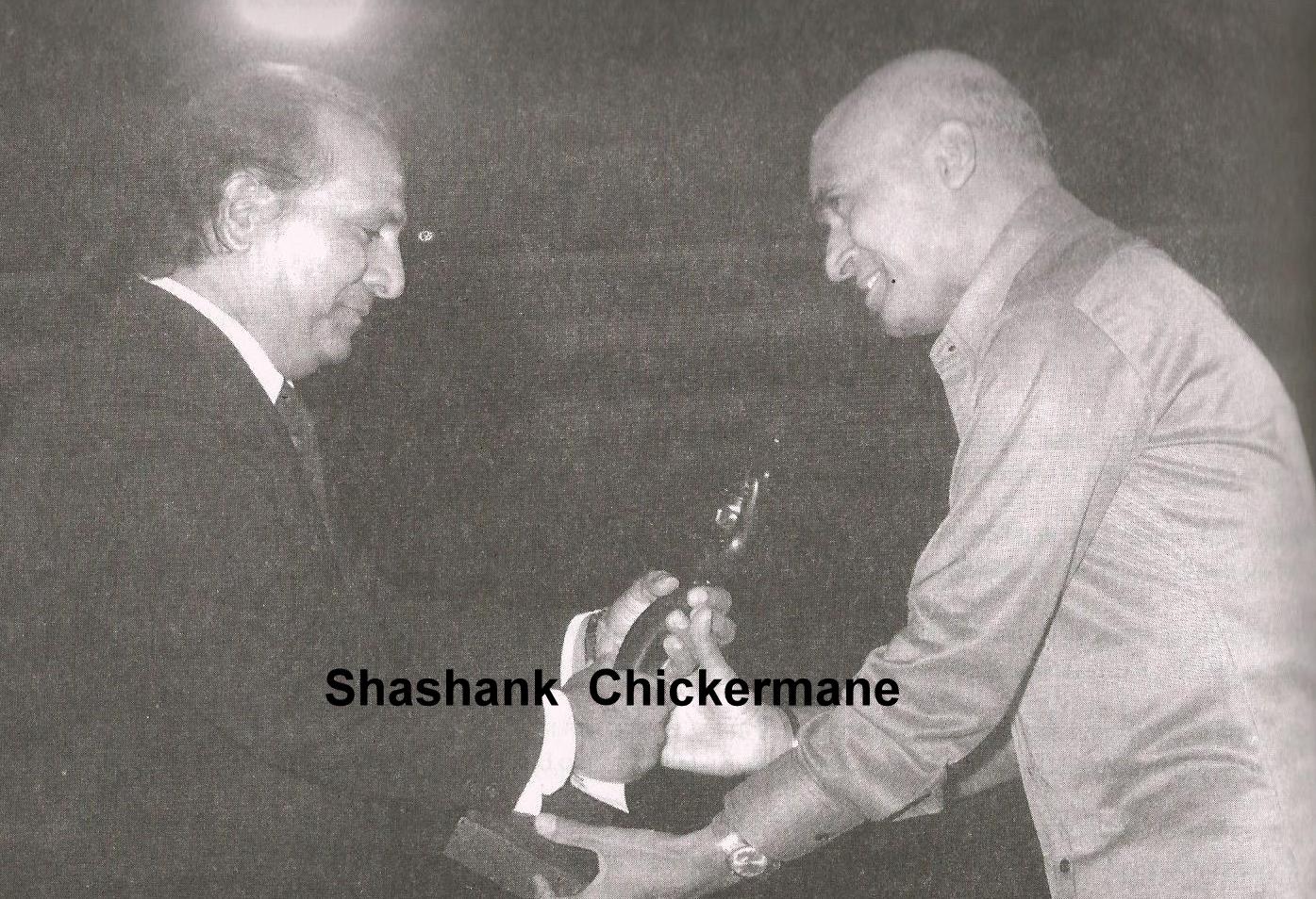 Khayyam receiving award from Shankar in the function