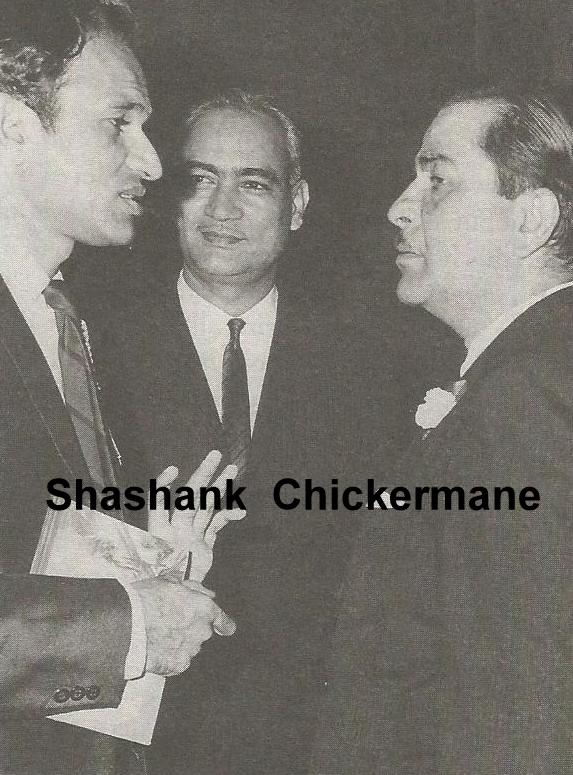 Kalyanji discussing with Raj Kapoor & OP Nayyar in a function