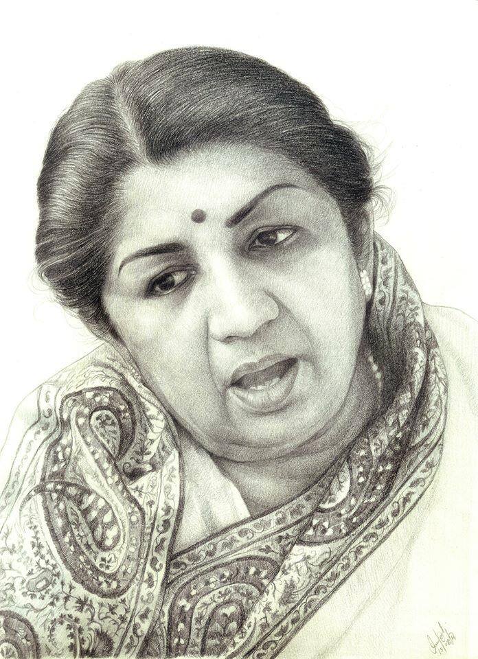 A sketch of Lata Mangeshkar