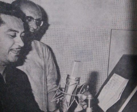 Kishoreda recording a song with Jaidev
