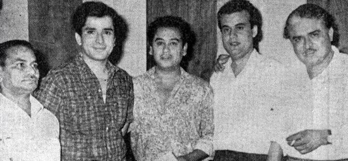 Kishoreda with C Ramchandra, Shashi Kapoor & others in the recording studio