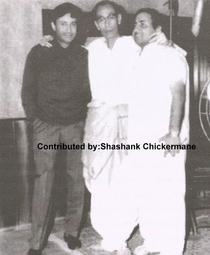 Mohammad Rafi with SD Burman & Dev Anand in the recording studio