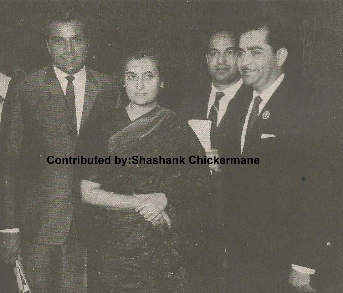 Raj Kapoor with Mukesh, Smt Indira Gandhi & Dharmendra