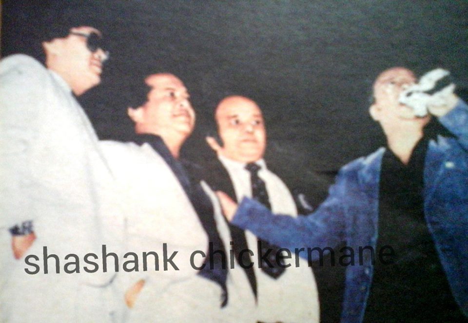 RD Burman with Laxmikant, Kalyanji & Bappi Lahiri in a stage show
