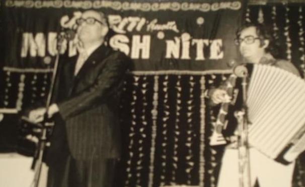 Mukesh and KBharat with accordion in a concert in shanmukananda hall