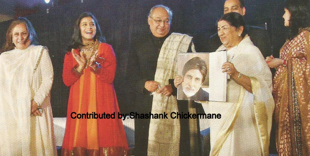 Lata releases a book on "Amitabh Bachchan" with Jaya Bachchan, Kajol, Gautam Rajadakshya & others in  a function