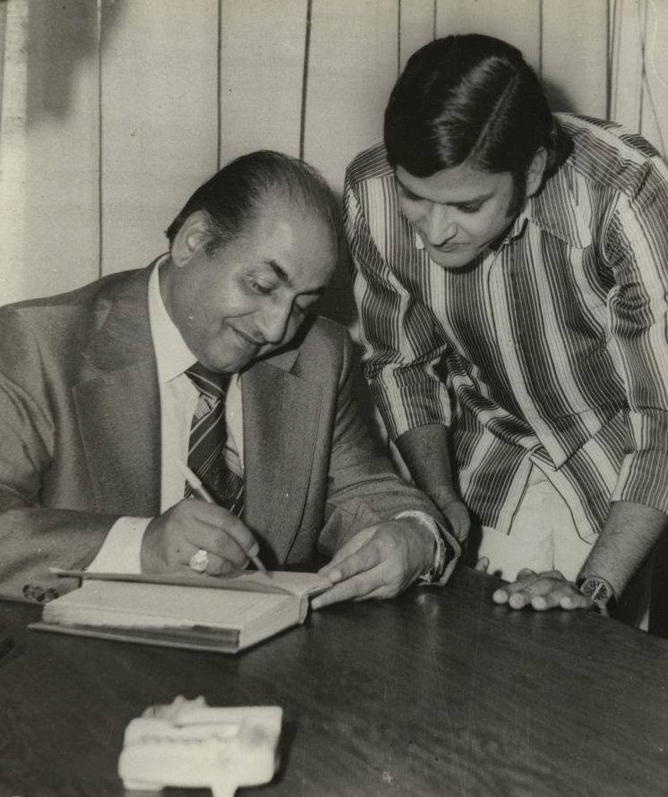 Mohammad Rafi writing a song in his diary