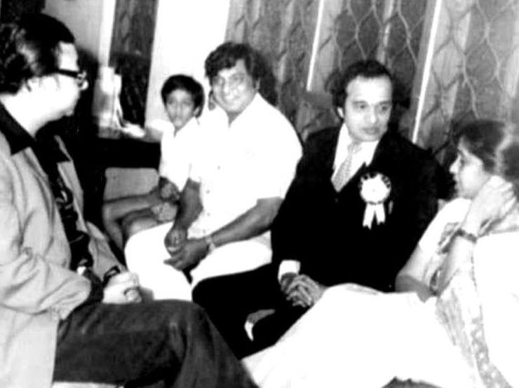 Kalyanji with Asha Bhosale, RD Burman, Aziz Naza in a function