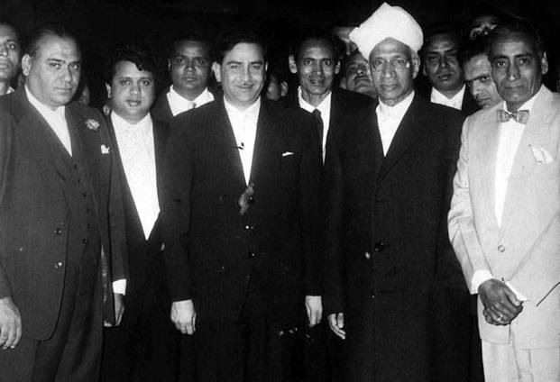 Shankar Jaikishan with President Radhakrishnan, Raj Kapoor, Shailendra, Hasrat, Mohd Safi & others