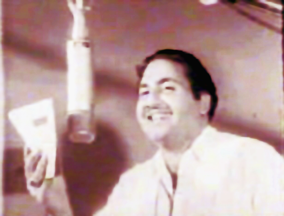 Mohammed rafi sahib during a recording of a song