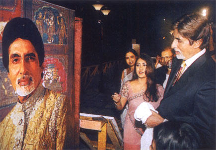 Amitabh Bachan looking at his painting