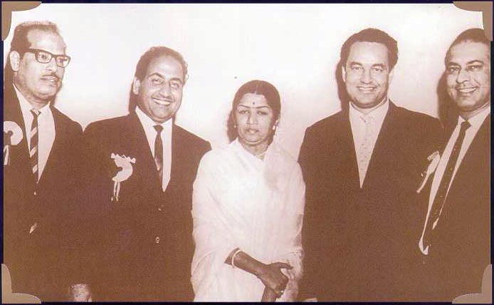 Mohd Rafi with Mukesh, Mannadey, Lata and Talat