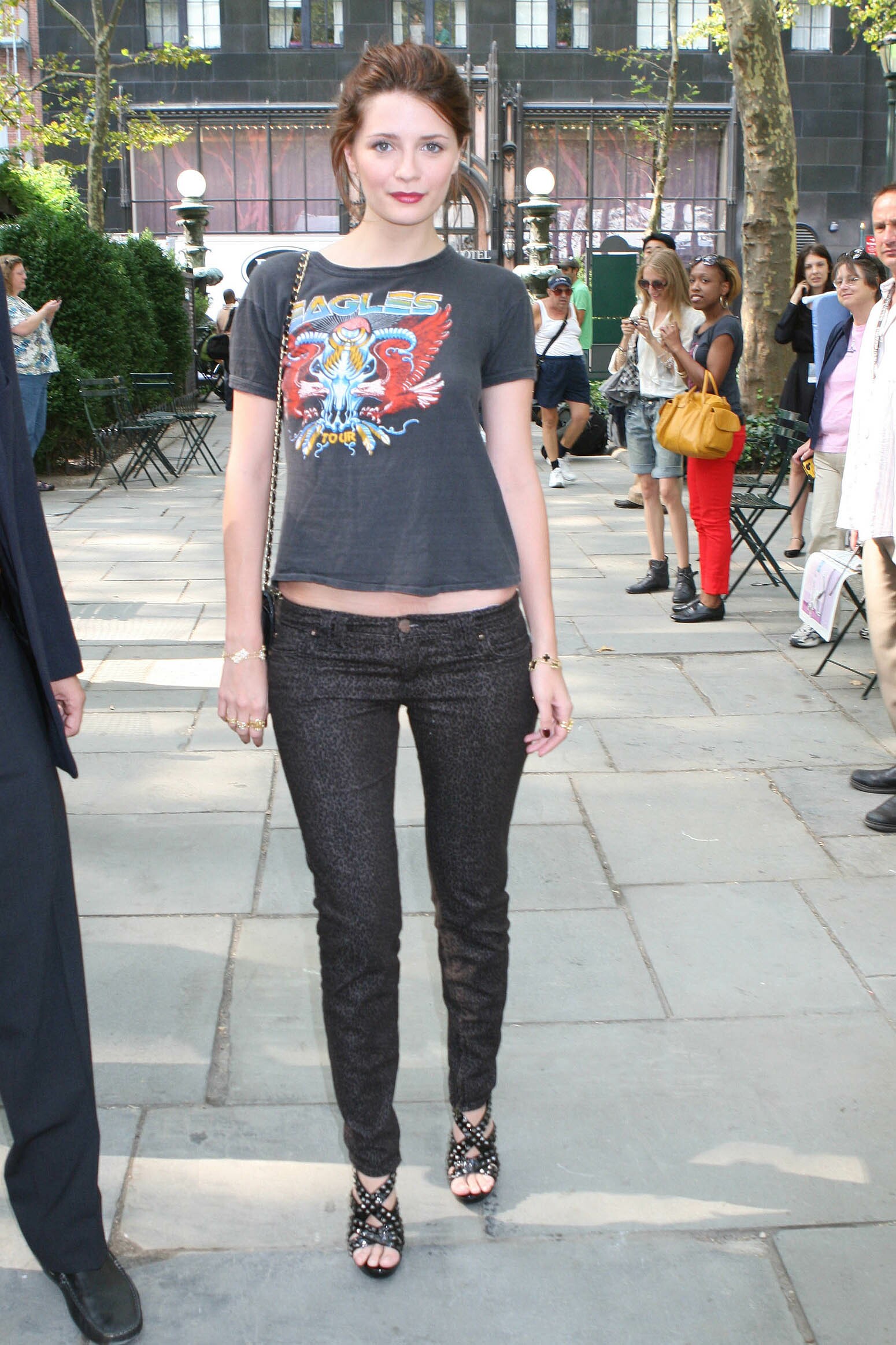 Mischa Barton in low-riding jeans arriving at Bryant Park-6