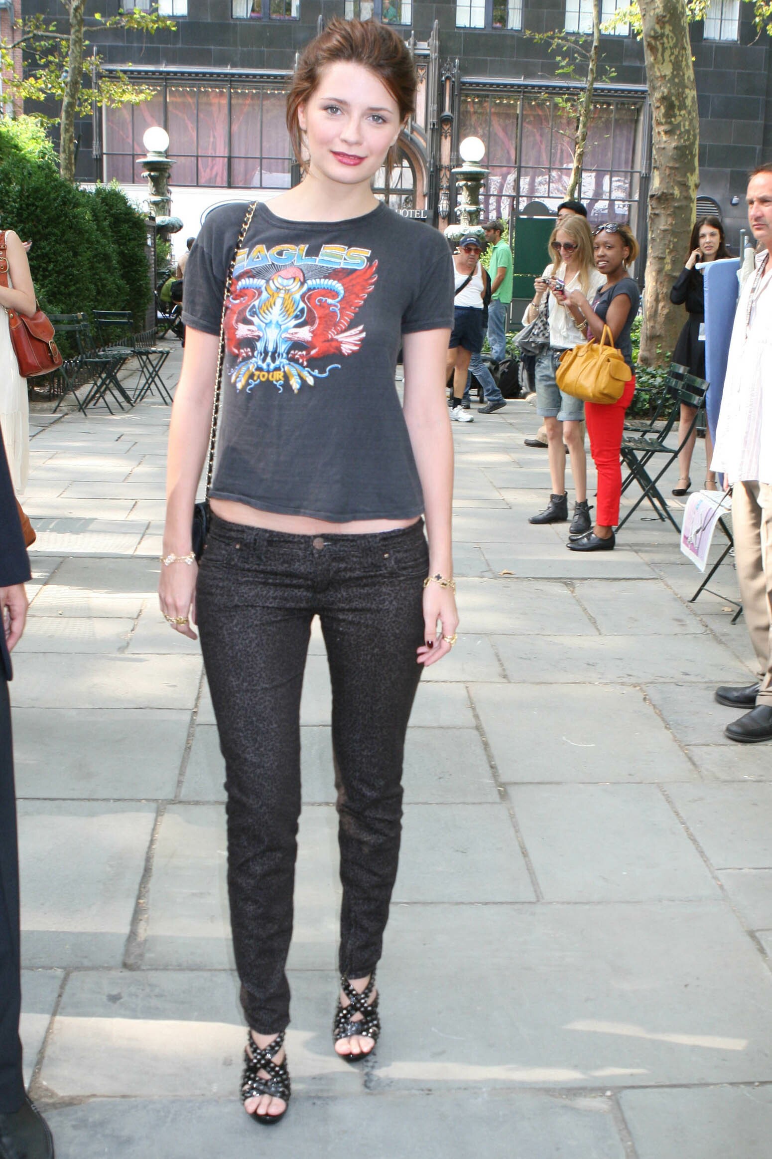 Mischa Barton in low-riding jeans arriving at Bryant Park-9